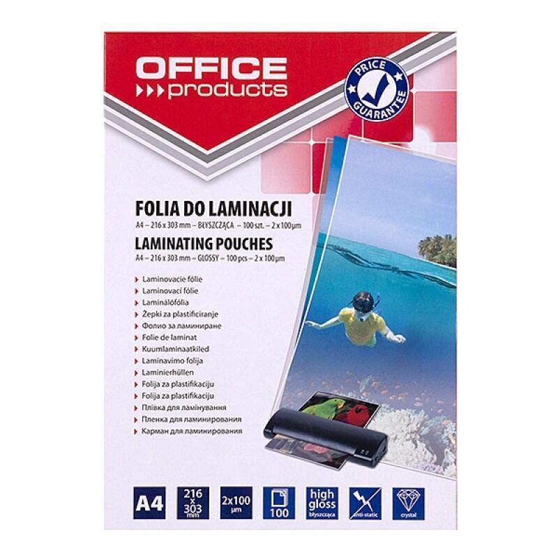 Office Products Láminas De Plastificado, A4, 2x100 ?M, Brillantes, 100 Unidades, Transparentes