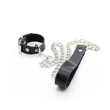 Ohmama Fetish - Collar Para Pene Y Correa Piel Con Cadena Metalica