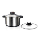Olla A Presión Prêst 6 L Acero Inoxidable 18/10, Incluye Tapa De Cristal, Ø24 Cm