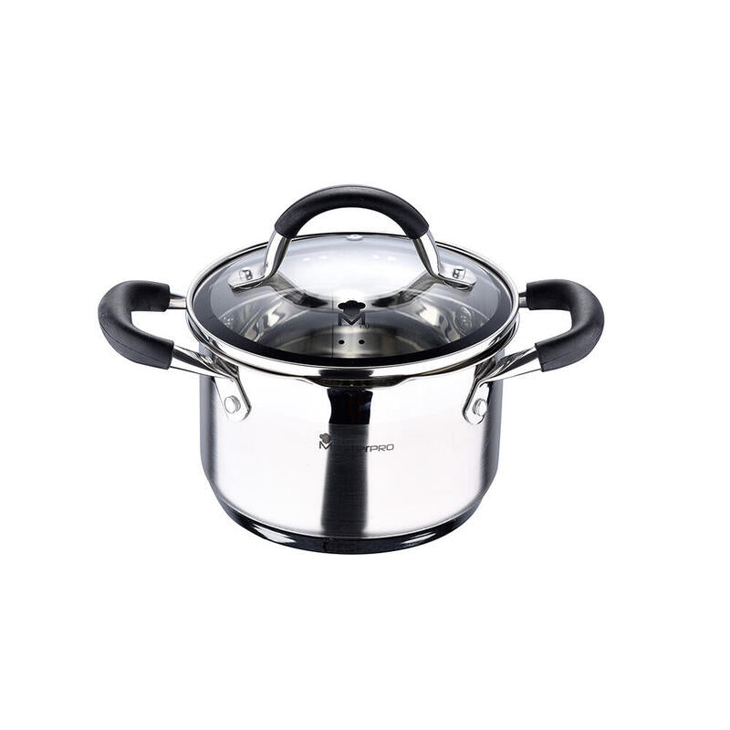 Olla Ø16x10cm 1,8l De Acero Inoxidable Con Tapa Foodies Bgmp-1504-Bk Masterpro