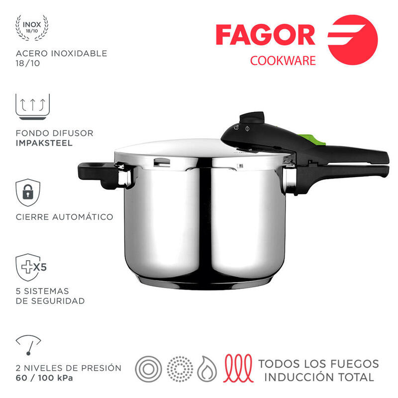 Olla Super Rápida Rapid 8l Inox 18/10 Fagor