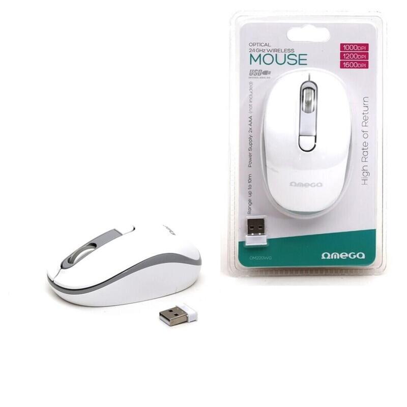 Omega Raton Inalambrico 1000-1600dpi Om220wg Blanco-Gris Om220wg