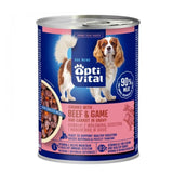 Optivital Lata - Trozos Jugosos Para Perros Adultos Con Carne De Res Y Venado En Salsa 415g