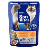 Optivital Piezas Trituradas Para Gatos Esterilizados Con Pavo En Salsa 85g