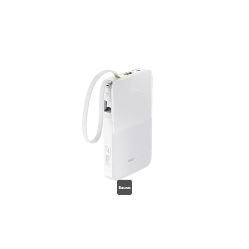 Power Bank  Os-Baseus Enerfill Fp11 10000mah 15w Moon White (Includes Simple Type-C To Type-C Cable 20v/3a 30cm White)