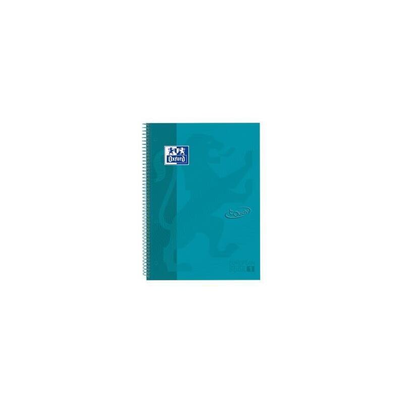 Oxford Cuaderno Europeanbook 1 Microperforado 80 Hojas 5x5 Tapas Extraduras Touch A4+ Aqua Intenso -5u-