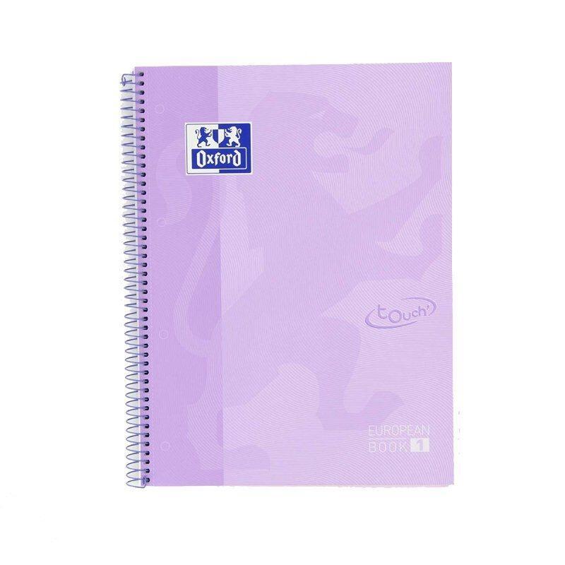 Oxford Cuaderno Europeanbook 1 Microperforado 80 Hojas 5x5 Tapas Extraduras Touch A4+ Malva Pastel -5u-