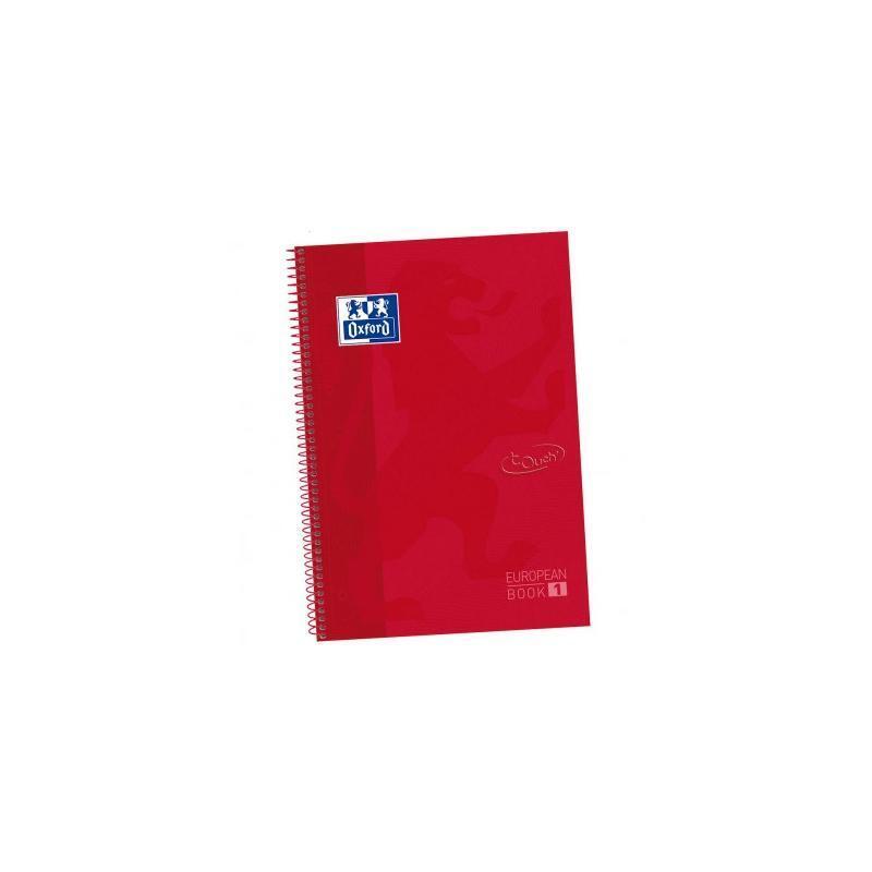 Oxford Cuaderno Europeanbook 1 Touch Microperforado Write & Erase A4+ 80h 5x5mm T/Extradura Carmín