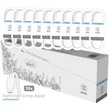 Pack 10 Cables Lightning Tech One Tech Basik Tec2952 Usb Macho Lightning Macho 1m Blanco