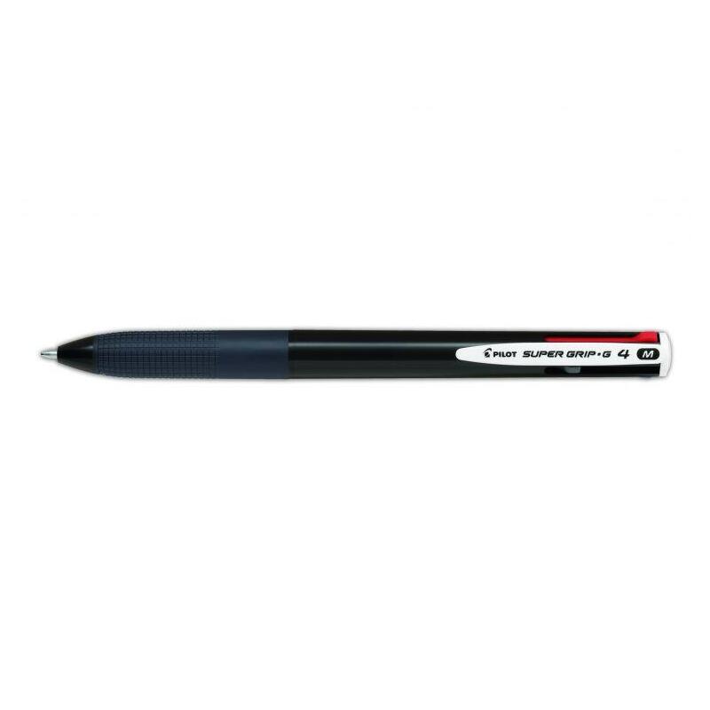 Pack 12 Unidades Pilot Boligrafo De Bola Retractil Super Grip G4 - 4 Colores - Punta 1.0mm - Trazo 0.27mm - Cuerpo Negro