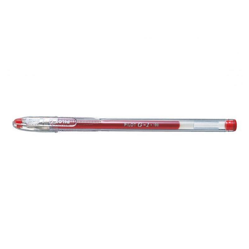 Pack 12 Unidades Pilot Boligrafo De Gel G1 - Recargable - Punta De Bola 0.5mm - Trazo 0.3mm - Cuerpo Transparente - Color Rojo