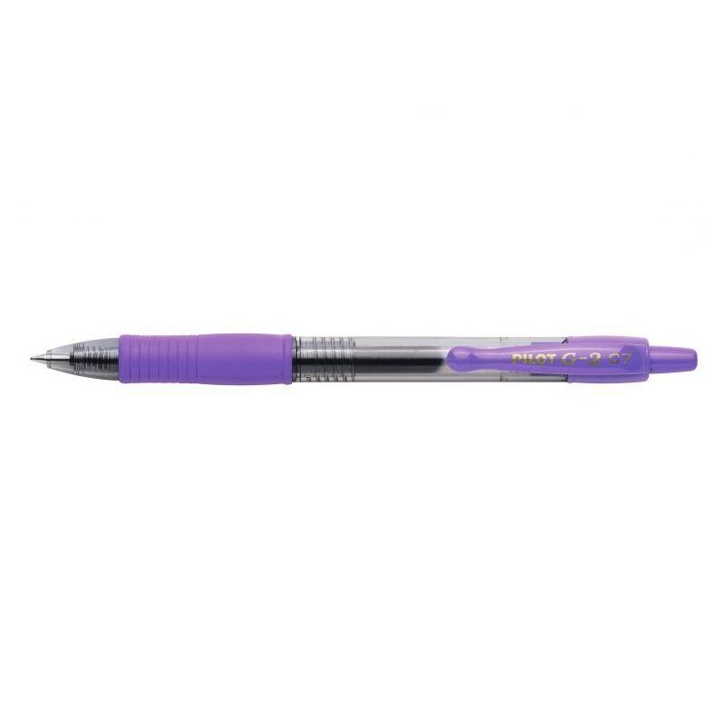 Pack 12 Unidades Pilot Boligrafo De Gel G2 Rollerball Retractil - Recargable - Punta De Bola Redonda 0.7mm - Trazo 0.32mm - Grip Ergonomico - Color Violeta