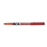 Pack 12 Unidades Pilot Boligrafo De Tinta Liquida V5 Hi-Tecpoint Rollerball - Punta Fina De Aguja 0.5mm - Trazo 0.3mm - Color Rojo