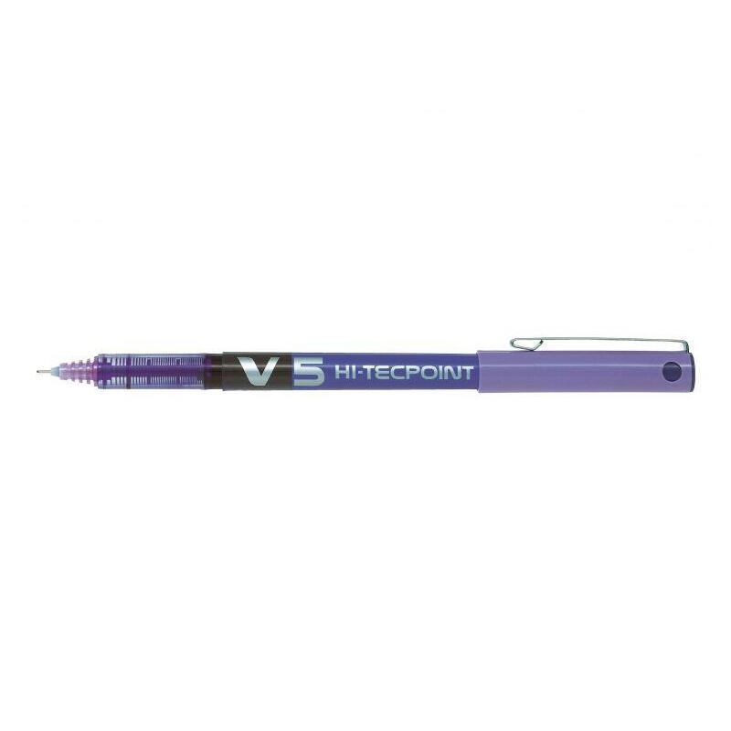 Pack 12 Unidades Pilot Boligrafo De Tinta Liquida V5 Hi-Tecpoint Rollerball - Punta Fina De Aguja 0.5mm - Trazo 0.3mm - Color Violeta