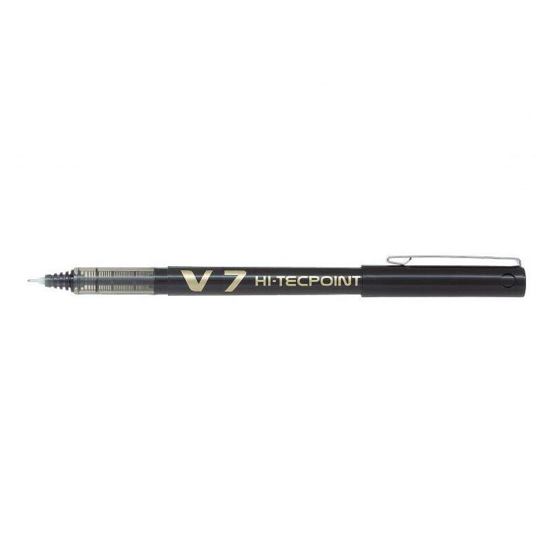 Pack 12 Unidades Pilot Boligrafo De Tinta Liquida V7 Hi-Tecpoint Rollerball - Punta Fina De Aguja 0.7mm - Trazo 0.5mm - Color Negro