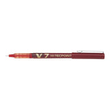 Pack 12 Unidades Pilot Boligrafo De Tinta Liquida V7 Hi-Tecpoint Rollerball - Punta Fina De Aguja 0.7mm - Trazo 0.5mm - Color Rojo