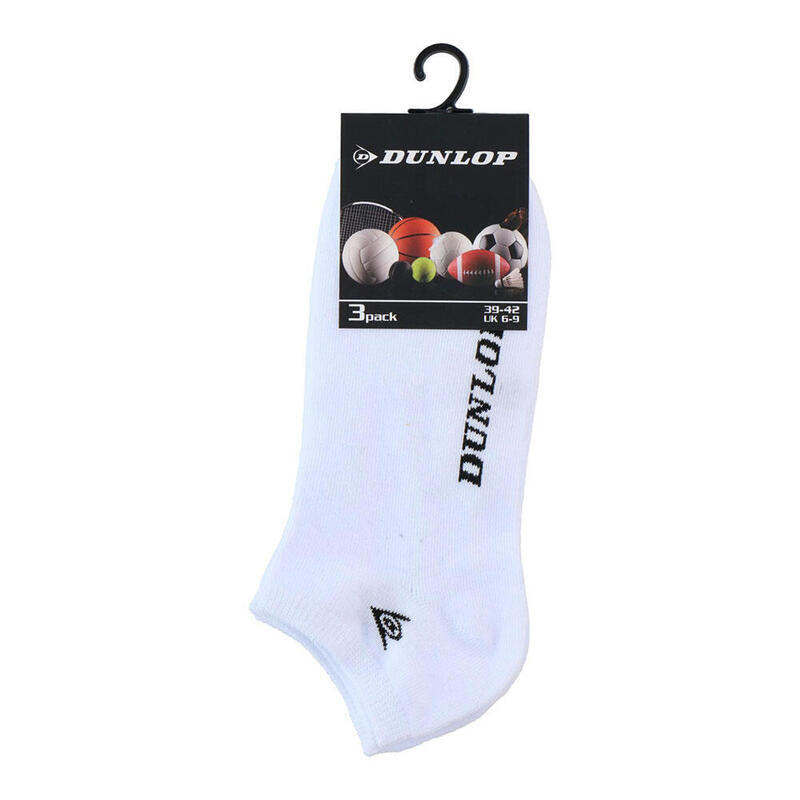 Pack 3 Pares De Calcetines Tobilleros Blancos Dunlop Tallas Surtidas