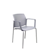Pack 4 Sillas Sege Pvc Gris, Chasis Gris Con Brazo