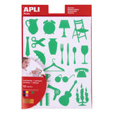 Pack De 10 Unidades Apli Gomets Casa - 288 Unidades Por Bolsa - Adhesivo Permanente Con Formas De Objetos - Cumple Con Normas En-71 Y Fsc