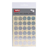 Pack De 10 Unidades Apli Gomets Redondos Holograficos Ø 20mm - Adhesivo Permanente - 90 Gomets En 3 Hojas - Desarrollo De Habilidades Y Creatividad - Normas De Calidad Y Seguridad - Reciclables