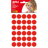 Pack De 10 Unidades Apli Gomets Redondos Ø 20mm - 180 Unidades En 6 Hojas - Adhesivo Permanente - Desarrollo De Habilidades Y Creatividad - Adhesivo Base Agua - Libre De Disolventes - 100% Reciclables - Color Rojo