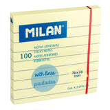 Pack De 10 Unidades - Bloc 100 Notas Adhesivas Amarillo Claro Pautadas 76x76mm Milan