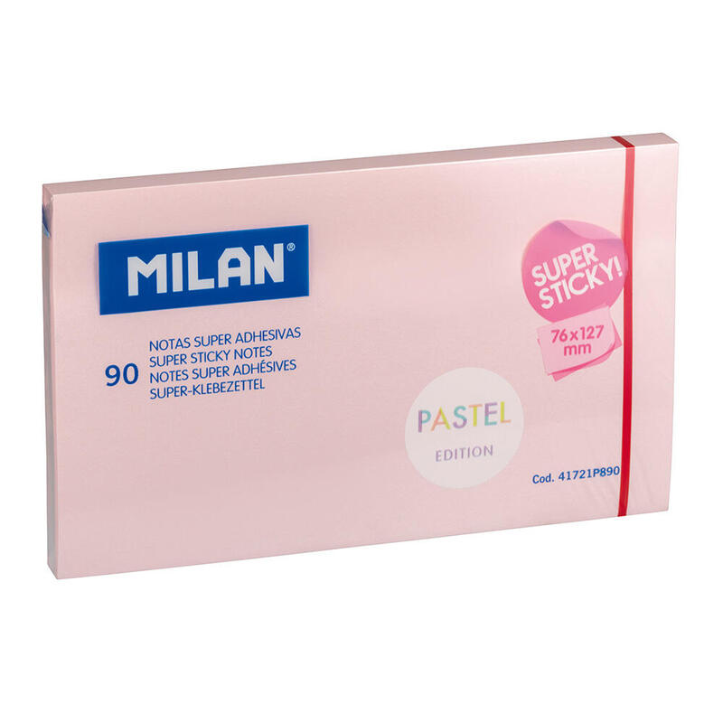 Pack De 10 Unidades - Bloc 90 Notas Super Adhesivas Rosa Pastel 76x127mm Milan
