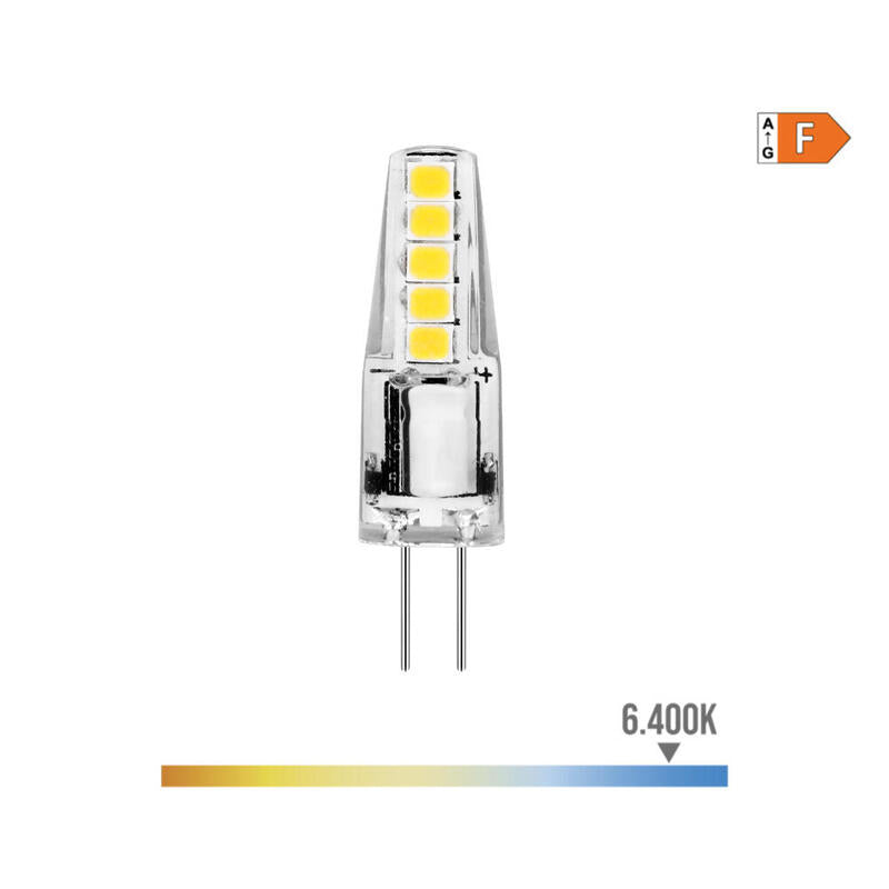 Pack De 10 Unidades - Bombilla Bi-Pin Silicona Led G4 12v 2w 180lm 6400k Luz Fria Ø1x3,7cm Edm