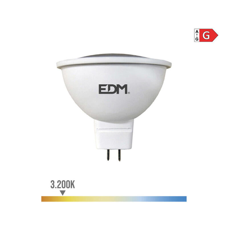 Pack De 10 Unidades - Bombilla Dicroica Led Mr16 (Gu5.3) 5w 12v 450lm 3200k Luz Calida Ø5x5cm Edm