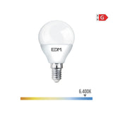 Pack De 10 Unidades - Bombilla Esferica Led E14 5w 400lm 6400k Luz Fria Ø4,5x8cm Edm
