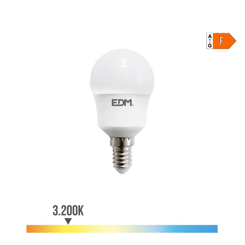 Pack De 10 Unidades - Bombilla Esferica Led E14 8,5w 880lm 3200k Luz Calida Ø4,5x8,7cm Edm