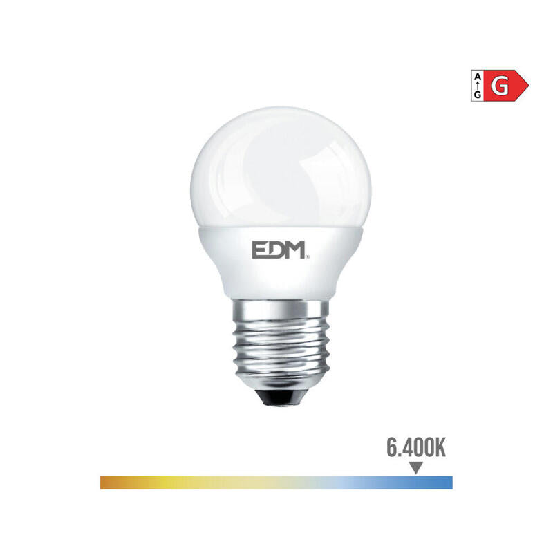 Pack De 10 Unidades - Bombilla Esferica Led E27 5w 400lm 6400k Luz Fria Ø4,5x8cm Edm