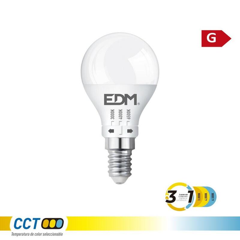 Pack De 10 Unidades - Bombilla Esférica Led P45 E14, 6 W, 500 Lm, 3cct, Ø45 X 87 Mm