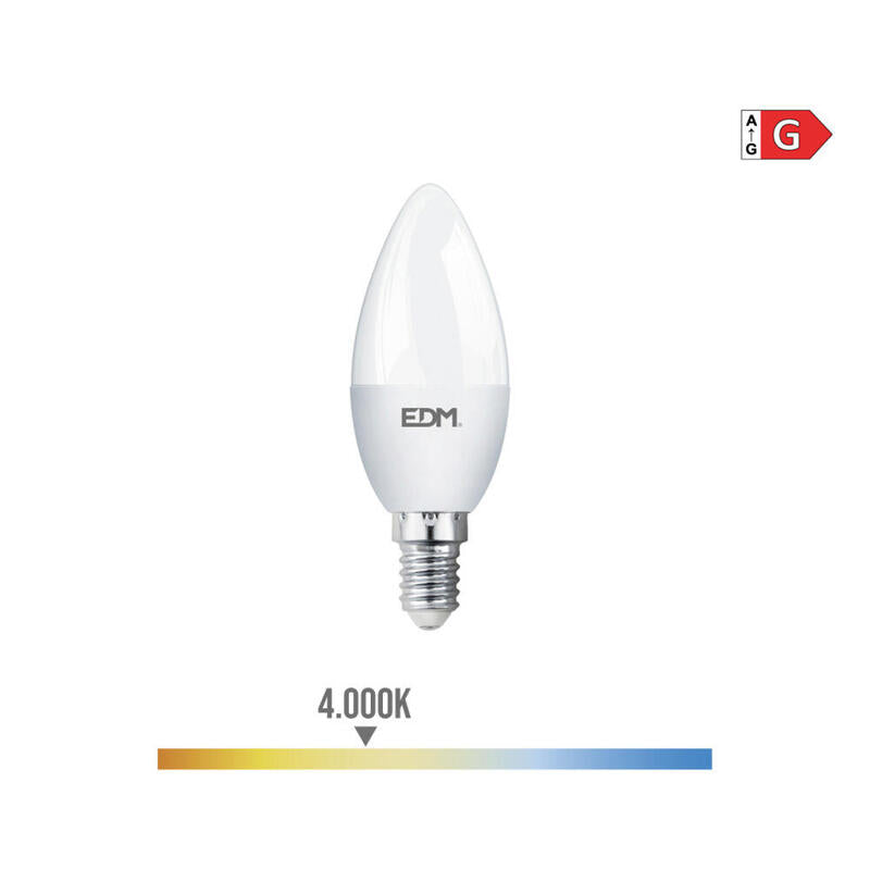 Pack De 10 Unidades - Bombilla Vela Led E14 5w 400lm 4000k Luz Dia Ø3,6x10,3cm Edm