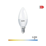 Pack De 10 Unidades - Bombilla Vela Led E14 5w 400lm 6400k Luz Fria Ø3,6x10,3cm Edm