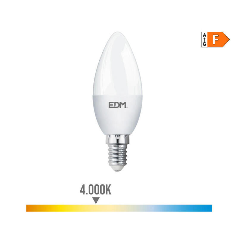 Pack De 10 Unidades - Bombilla Vela Led E14 7w 600lm 4000k Luz Dia Ø3,6x10,3cm Edm