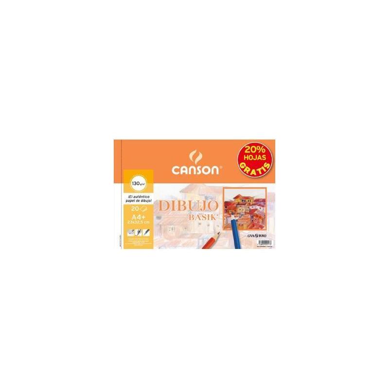 Pack De 10 Unidades Canson Bloc Dibujo Basik Espiral 20h+20% Gratis A4+ 130gr Microperforado Blanco Natural
