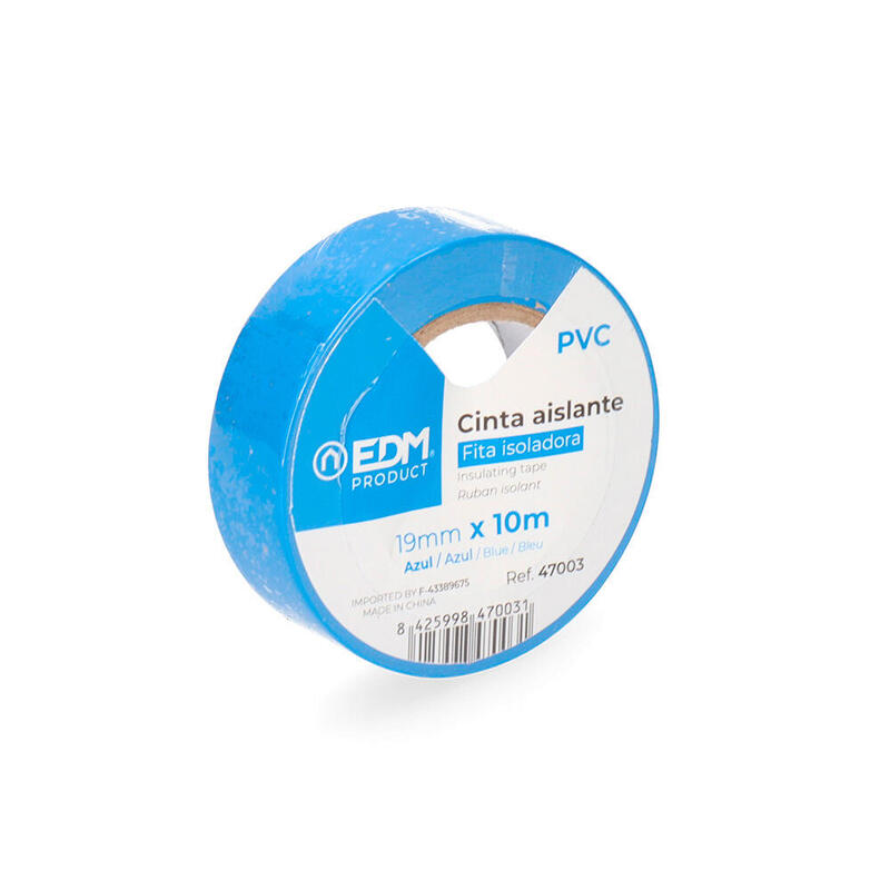 Pack De 10 Unidades - Cinta Aislante 10m X 19mm Azul Edm Calidad "Supra"