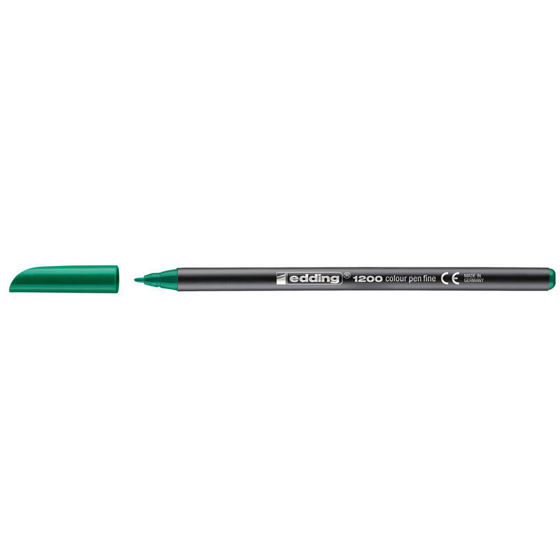 Pack De 10 Unidades Edding 1200 Rotulador Permanente Punta Redonda - Trazo Entre 0.5  Y 1 Mm. - Tinta Con Base De Agua - Color Verde