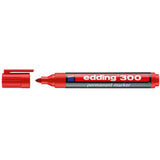 Pack De 10 Unidades Edding 300 Rotulador Permanente Punta Redonda - Trazo Entre 1.5 Y 3 Mm. - Tinta Casi Inodora - Capuchon Con Clip - Secado Rapido - Color Rojo