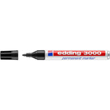 Pack De 10 Unidades Edding 3000 Rotulador Permanente Punta Redonda De 1.5mm - Trazo Entre 1.5mm Y 3.0mm - Recargable - Secado Instantaneo - Color Negro