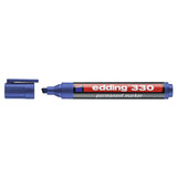 Pack De 10 Unidades Edding 330 Rotulador Permanente Punta Biselada - Trazo Entre 1 Y 5 Mm. - Tinta Casi Inodora - Capuchon Con Clip - Secado Rapido - Color Azul