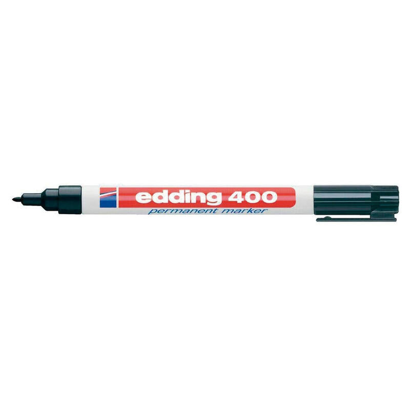 Pack De 10 Unidades Edding 400 Rotulador Permanente Punta Redonda - Trazo 1 Mm. - Recargable - Secado Rapido - Color Negro