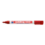 Pack De 10 Unidades Edding 400 Rotulador Permanente Punta Redonda - Trazo 1 Mm. - Recargable - Secado Rapido - Color Rojo