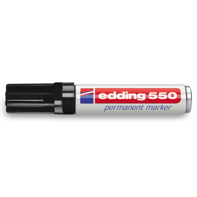 Pack De 10 Unidades Edding 550 Rotulador Permanente Punta Redonda - Trazo Entre 3 Y 4 Mm. - Recargable - Secado Rapido - Color Negro