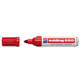 Pack De 10 Unidades Edding 550 Rotulador Permanente Punta Redonda - Trazo Entre 3 Y 4 Mm. - Recargable - Secado Rapido - Color Rojo