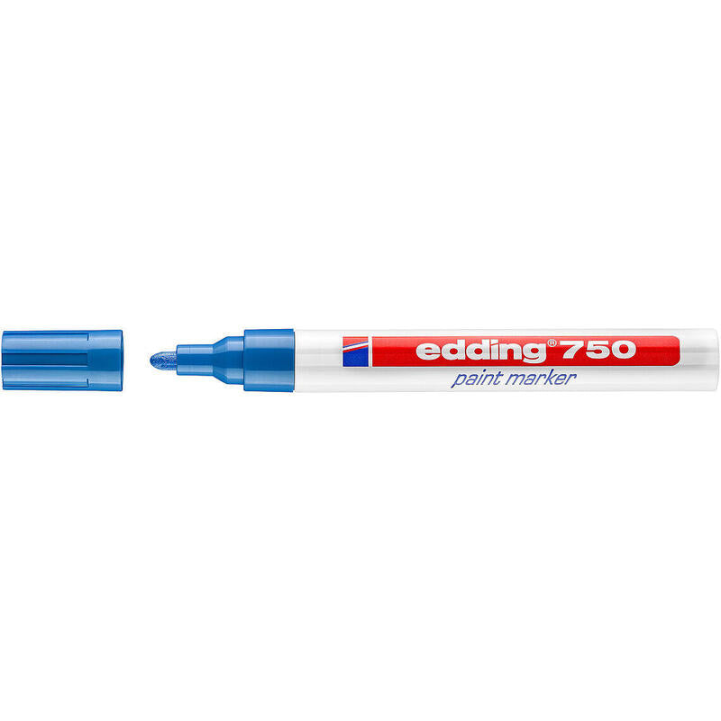 Pack De 10 Unidades Edding 750 Rotulador Permanente Punta Redonda - Trazo Entre 2 Y 4 Mm. - Tinta Opaca - Secado Rapido - Color Azul