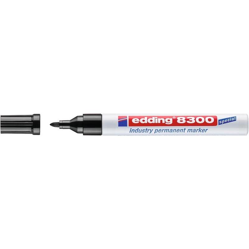 Pack De 10 Unidades Edding 8300 Rotulador Permanente Industrial - Punta Redonda 1.5-3mm - Tinta Resistente Al Desgaste,