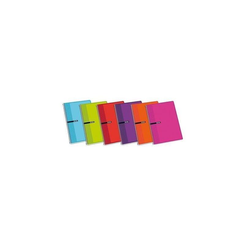 Pack De 10 Unidades Enri Cuaderno Espiral 80 Hojas 4x4 Con Margen Tapas Blandas 4º Colores