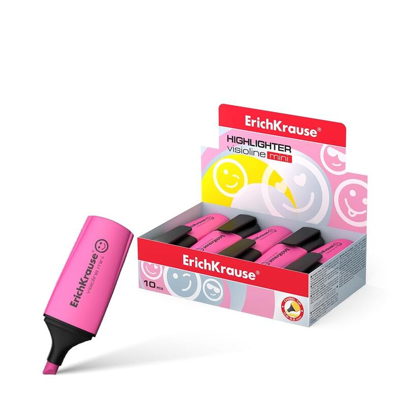 Pack De 10 Unidades Erichkrause Visioline Mini - Miniformato Fluorescente - Emoticonos Divertidos - Color Rosa